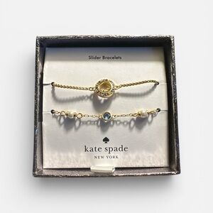 Kate Spade New York Gold Slider Bracelet Set NWT | Crystal & Pearl | Gift Ready